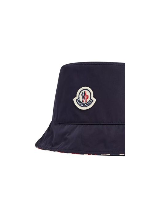 Moncler Blue Logo Patch Reversible Bucket Hat for men