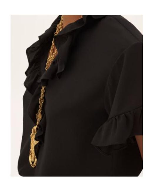 Chloé Black Short-Sleeve Ruffle Top