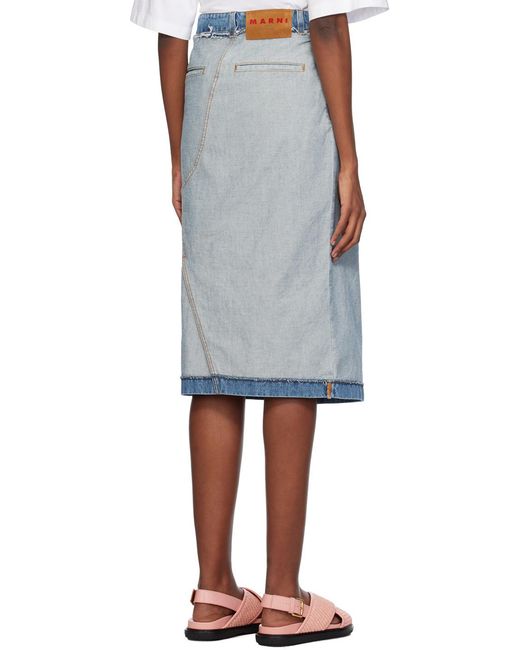 Marni Blue Denim Midi Skirt