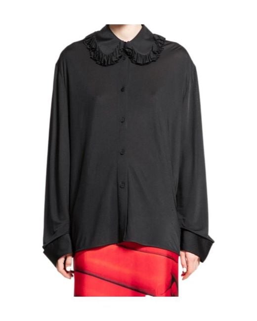 Jil Sander Gray Ruffle Shirt