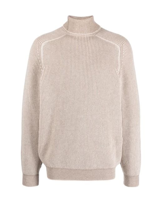Sease White Ribbed Cashmere Turtleneck for men