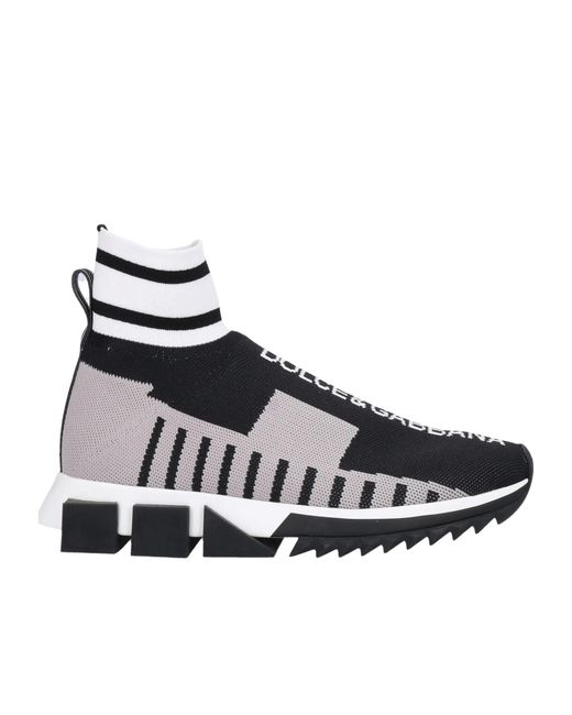 Dolce & Gabbana Black Colorful Knitted Casual Shoes
