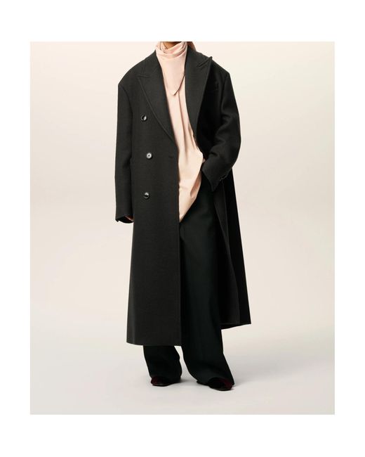 AMI Black Double-Breasted Long Coat