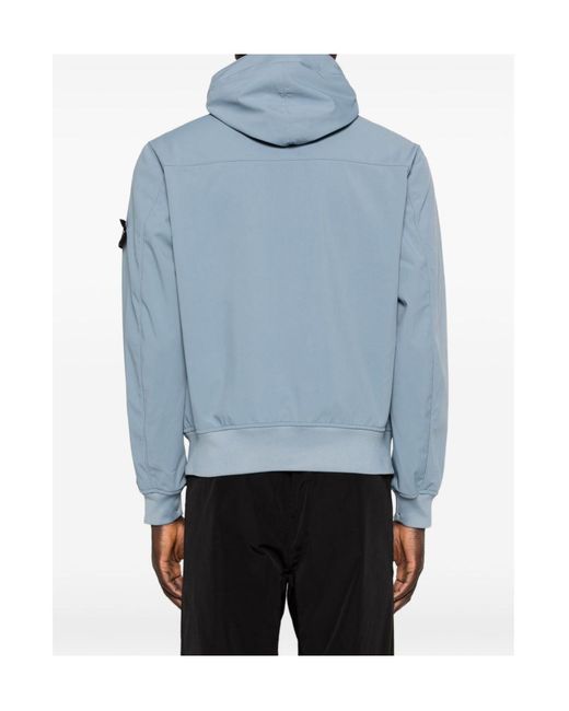 Stone Island Blue Logo Patch Hooded Jacket for men