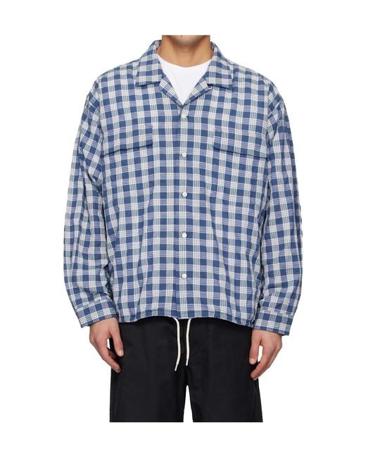 Nanamica Blue Ooal Palaka Plaid Shirt for men