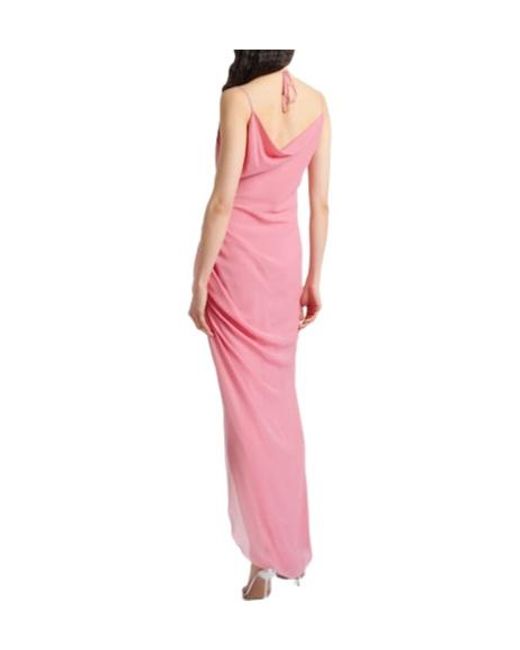 Blumarine Pink Spaghetti Strap Cowl Back Maxi Dress