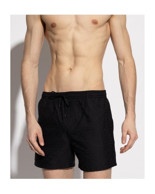 Balmain Black Printed Pb Labyrinth Swim Shorts for men