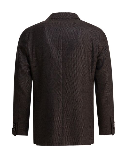 Tagliatore Black Double-Breasted Tailored Blazer for men