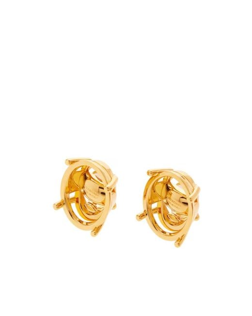 Balenciaga Metallic Frame Oval Clip-On Earrings