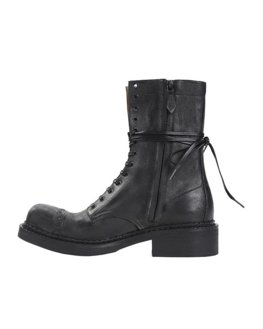 Miu Miu Black Lace-Up Leather Boots