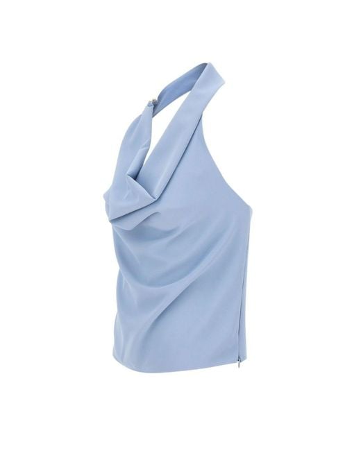 Kaos Blue Draped Halterneck Top