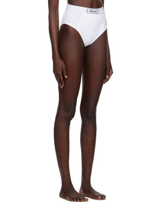 Versace White High-Waist Logo-Waistband Briefs