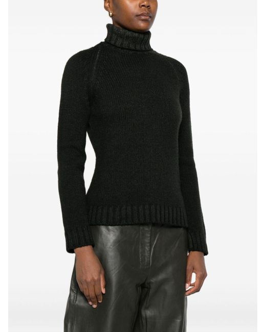Baserange Black Turtleneck Ribbed Sweater