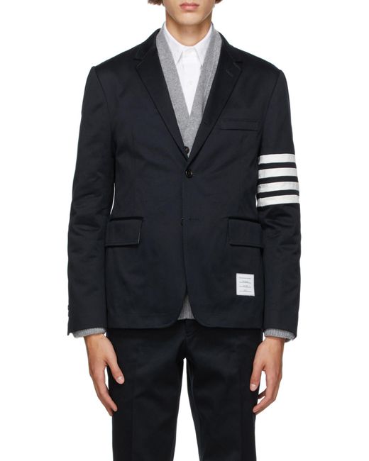 Thom Browne Blue 4-Bar Stripe Single-Breasted Blazer for men