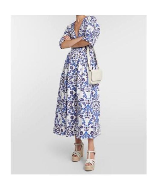 Emilia Wickstead Blue Elowen Printed Cotton Maxi Dress