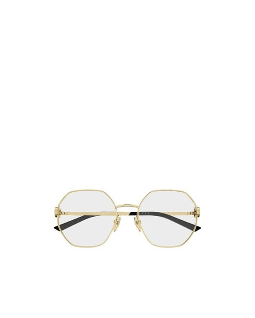 Gucci White Eyewear Geometric Frame Glasses