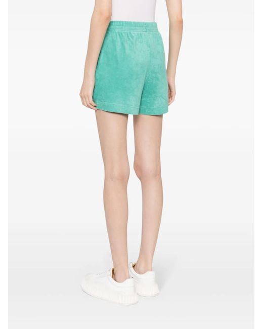 Patou Green Logo Embroidered Terry Shorts