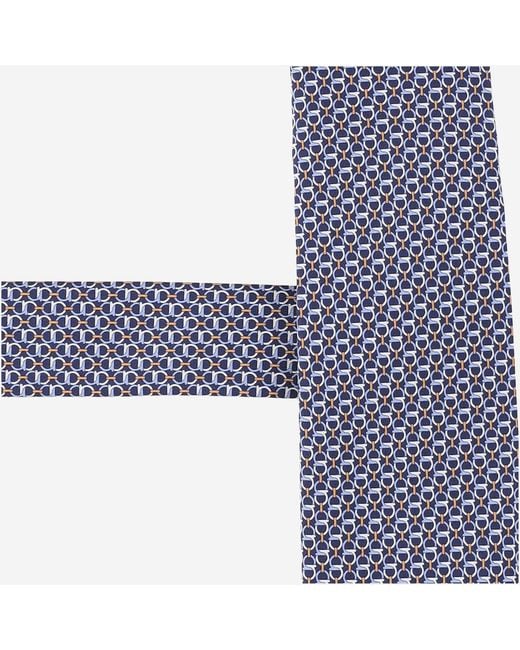 Ferragamo White Gancini Links Print Silk Tie for men