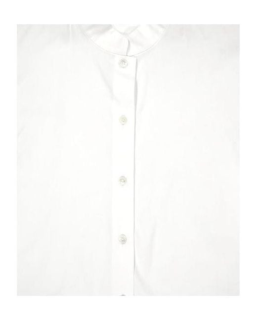 Balmain White Button-Up Puff Sleeved Poplin Shirt