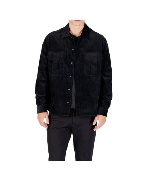 Antony Morato Black Long-Sleeved Shirt Jacket for men