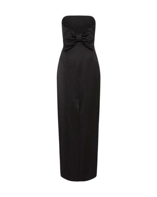 Posse Black Strapless Bow Detail Midi Dress