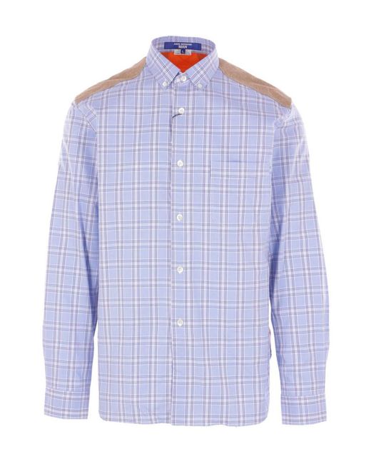 Junya Watanabe Blue Plaid Long-Sleeved Shirt for men