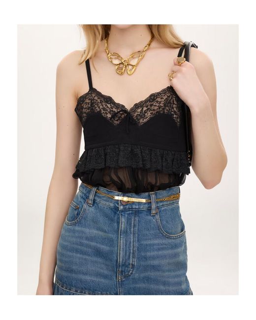 Chloé Black Chloé Lace Peplum Lingerie Top