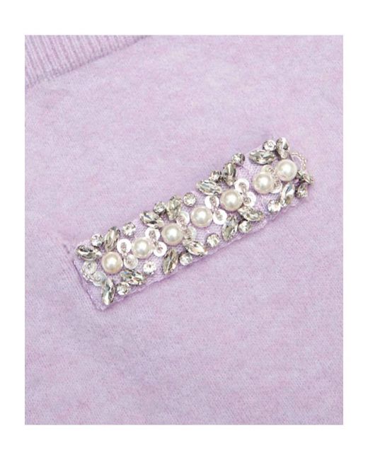 Self-Portrait Purple Rhinestone-Embellished Knit Skirt