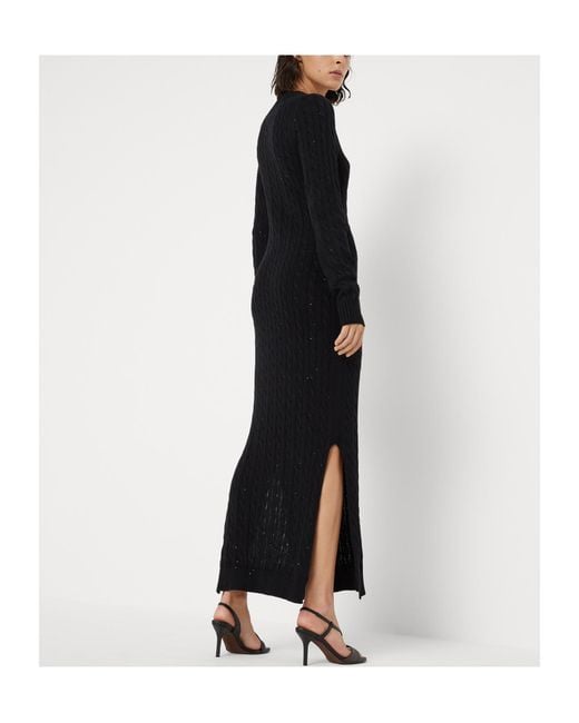 Brunello Cucinelli Black Sequin Embellished Knitted Dress