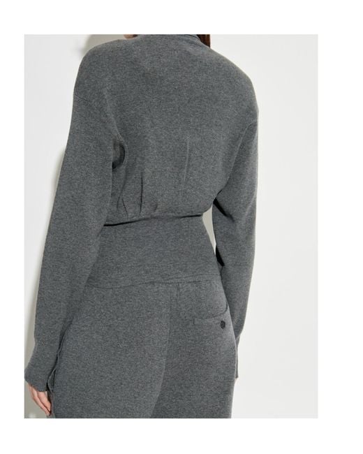 Lanvin Gray High Neck Safety Pin Detailed Jumper