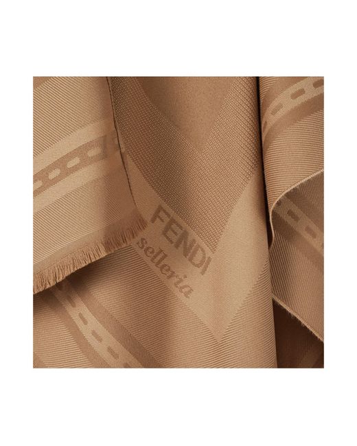 Fendi Brown Frayed-Edge Wraparound Poncho