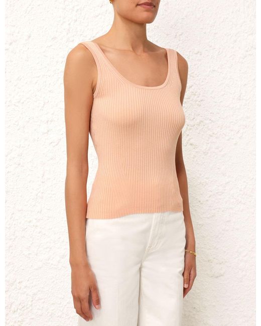 Zimmermann Pink Ribbed Tank Top