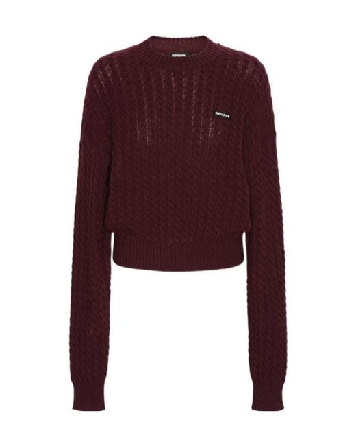 ROTATE BIRGER CHRISTENSEN Purple Cable-Knit Logo Patch Jumper
