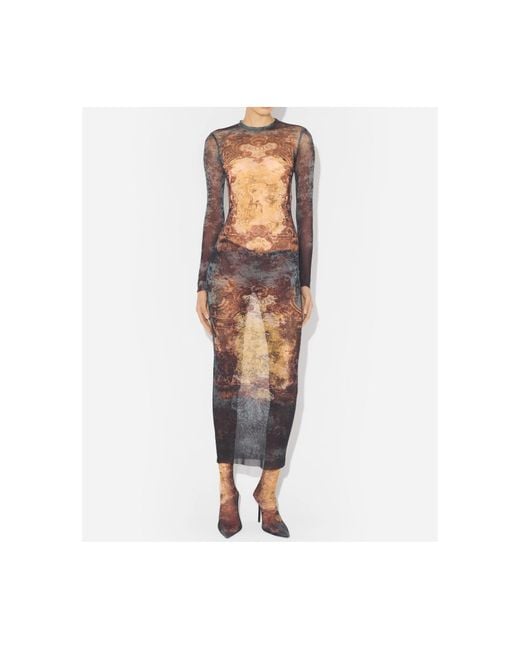 Jean Paul Gaultier White Printed Long Sleeve Dress