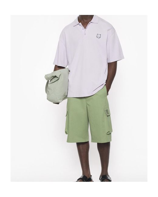 Maison Kitsuné Purple Bold Fox Head-Appliqué Polo Shirt for men