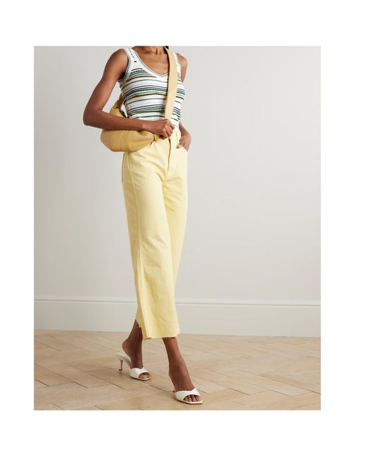 Veronica Beard Gray Carlin Striped Ribbed-Knit Tank