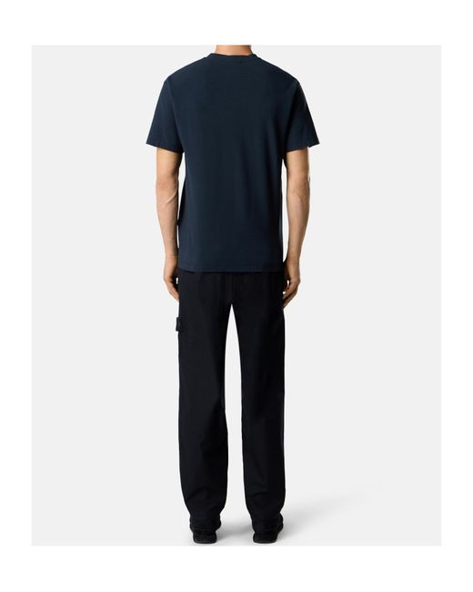 Stone Island Blue Plain Cotton T-Shirt for men