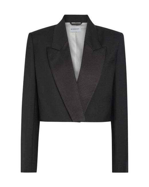 Givenchy Black Wool And Mohair-Blend Cropped Blazer