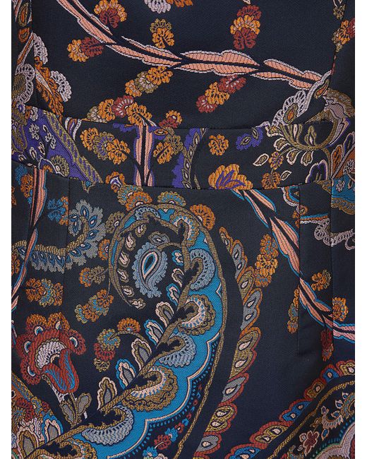 Etro Purple Pattern-Jacquard Sleeveless Dress