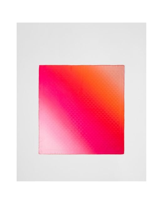 Prada Pink Gradient Printed Finished Edge Scarf
