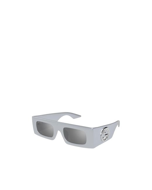 Gucci White Eyewear Rectangular Frame Sunglasses