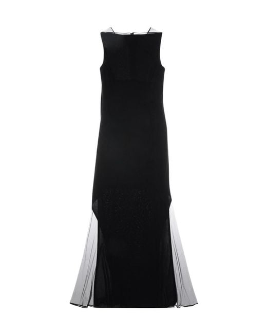 Helmut Lang Black Sheer-Panelled Sleeveless Maxi Dress