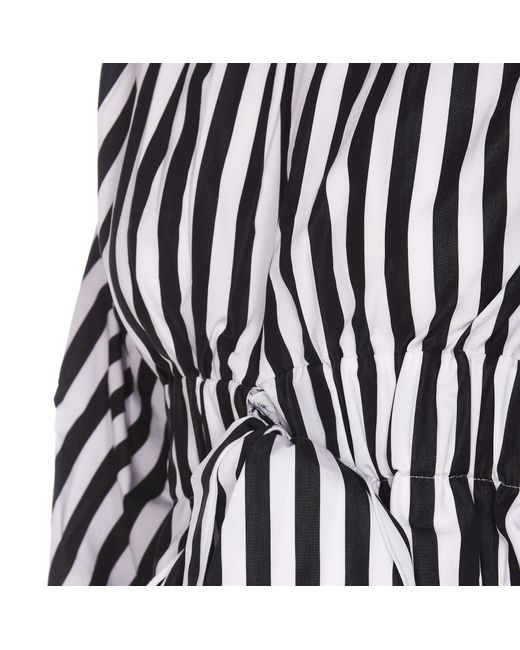 Patou Black Off-Shoulder Bow-Detailed Striped Top