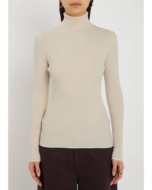 Varley White Ravena Ribbed Knit Top