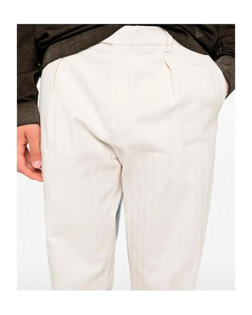 Berwich White Pleated Trousers for men