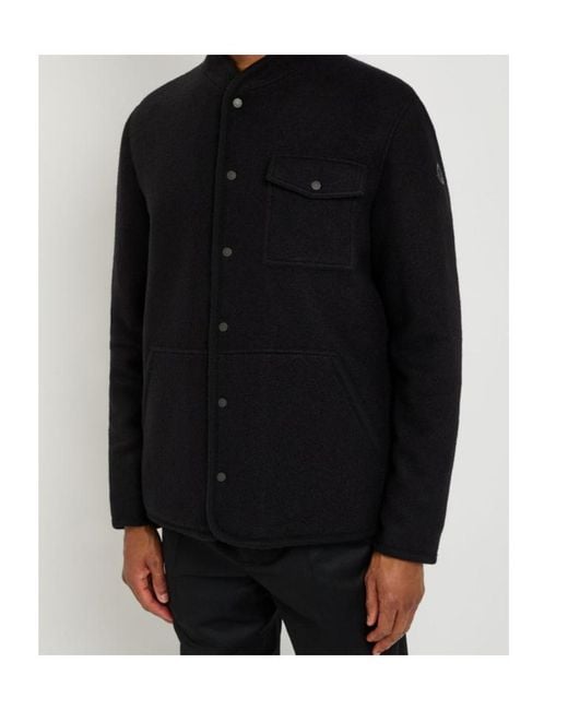 Moncler Black Boiled Wool Overshirt for men