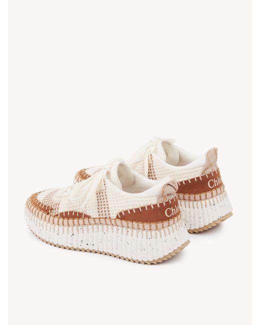 Chloé Natural Chloé Lower-Impact Mesh Nama Sneakers