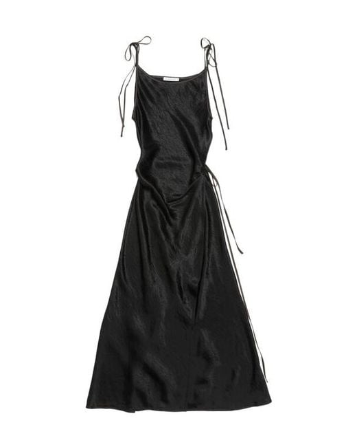 Acne Black Sleeveless Satin Maxi Dress