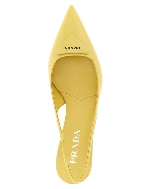 Prada Yellow Pointed-Toe Slingback Pumps