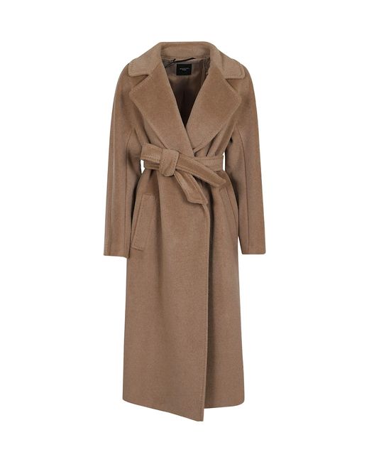 Weekend by Maxmara Brown Tempera Belted-Waist Coat